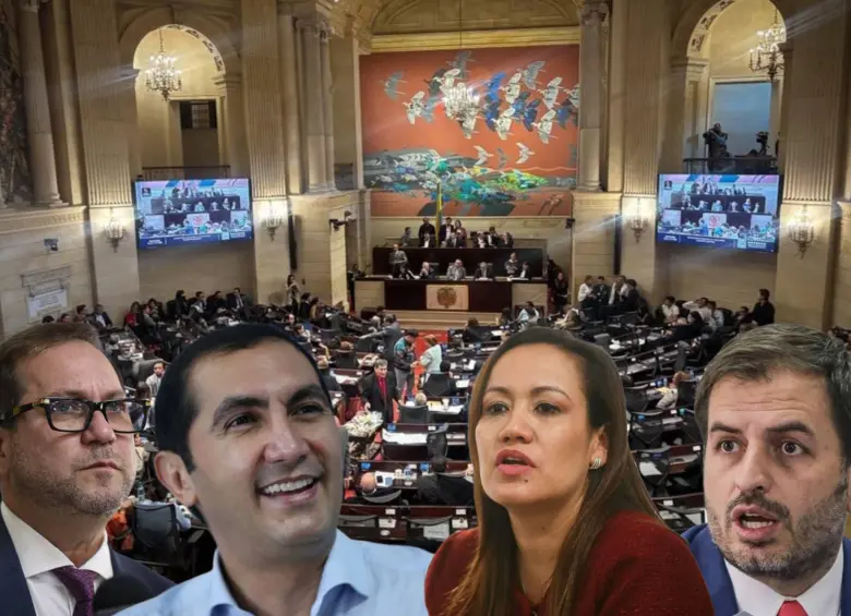 De izquierda a derecha: Lidio García, del Partido Liberal; David Barguil, del Partido Conservador; Carolina Corcho, del Pacto Histórico; y Andrés Forero, del Centro Democrático. FOTOS: COLPRENSA