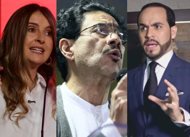 Los candidatos punteros en las encuestas: Paloma Valencia, Iván Cepeda y Abelardo de la Espriella. Foto: Colprensa