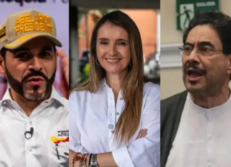 Los candidatos presidenciales Abelardo de la Espriella, Paloma Valencia e Iván Cepeda han sido los punteros en todas las encuestas recientes. Foto: Colprensa/El Colombiano.