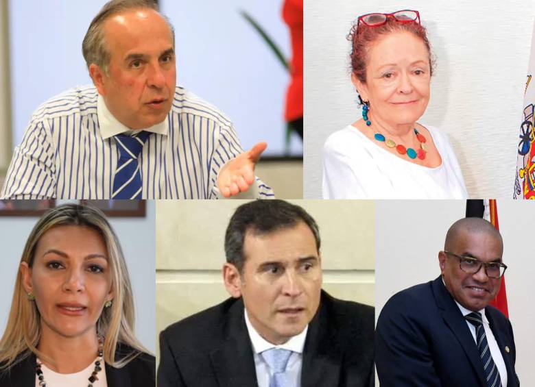 Arriba, de izquierda a derecha: Guillermo Reyes; Vilma Rocío Velásquez Uribe, Haití. Abajo: Yennifer Parra Moscoso, Turquía; Juan Manuel Corzo, embajador en Paraguay, y William Sidney Bush, embajador en Trinidad y Tobago. Foto: Colprensa y redes sociales