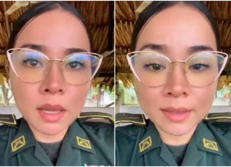 Patrullera Daniela De la Ossa, quien denunció abuso en la Policía en Cereté, Córdoba. FOTO: Captura de video