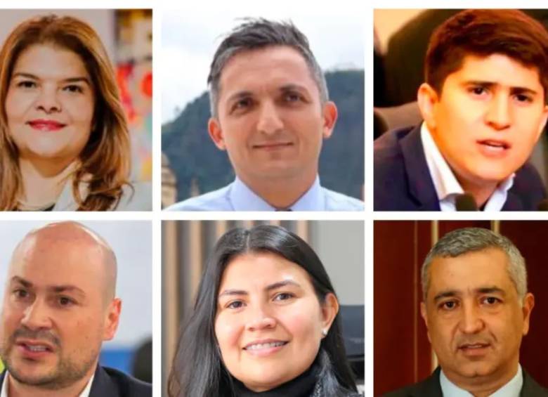 Arriba, de izquierda a derecha: Liliana Bitar, Juan Pablo Gallo Maya y Wadith Manzur. Abajo, de izquierda a derecha: Julián Peinado, Karen Manrique y Juan Diego Muñoz. FOTO: EL COLOMBIANO/Red social X/CÁMARA DE REPRESENTANTES.