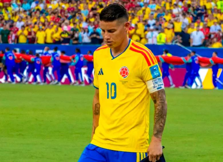 El volante cucuteño James Rodríguez, de 35 años, fue el capitán de la Selección Colombia en el mundial de Norteamérica. Foto: Juan Antonio Sánchez