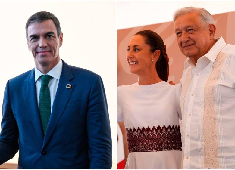 El presidente del Gobierno español, Pedro Sánchez, la presidenta electa de México, Claudia Sheinbaum y el mandatario saliente del mismo país, Andrés Manuel López Obrador. FOTOS: Tomadas de X @sanchezcastejon y @Claudiashein 