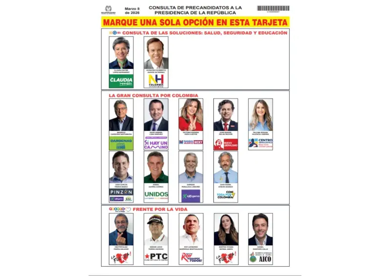 Así quedó el tarjetón de las consultas del 8 de marzo. Foto: Cortesía