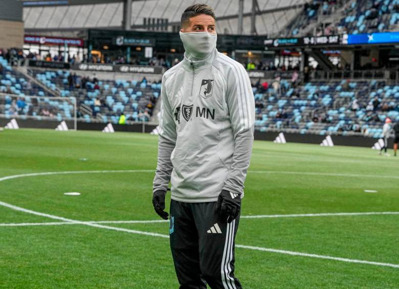 El volante cucuteño James Rodríguez, de 34 años, no ha logrado debutar con el Minnesota United de la MLS de Estados Unidos. Foto: tomada del x de @MNUFC