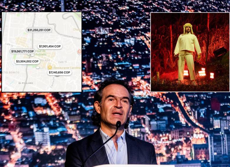 El alcalde de Medellín, Federico Gutiérrez, se refirió al incremento excesivo de alojamientos en la ciudad por el fin de semana de conciertos de Bad Bunny. Fotos: Julio César Echeverri, Getty Images y Captura de pantalla Airbnb.