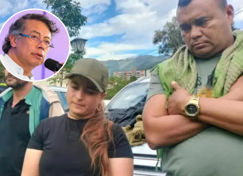 Alexánder Díaz (“Calarcá”) y su novia Diana Rey (“Érika”), en su detención temporal en la caravana de la UNP, en 2024. FOTO CORTESÍA DEL EJÉRCITO