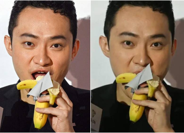 Este es el criptomillonario chino Justin Sun, el empresario que compró y se comió una banana por $6.2 millones de dólares. FOTO: GETTY Y AFP