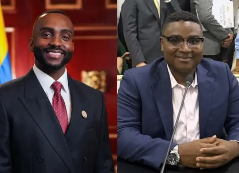 Estefanel Gutiérrez, de Cambio Radical, y Óscar Benavides, de la curul afro. Foto: Cámara de Representantes/Colprensa.