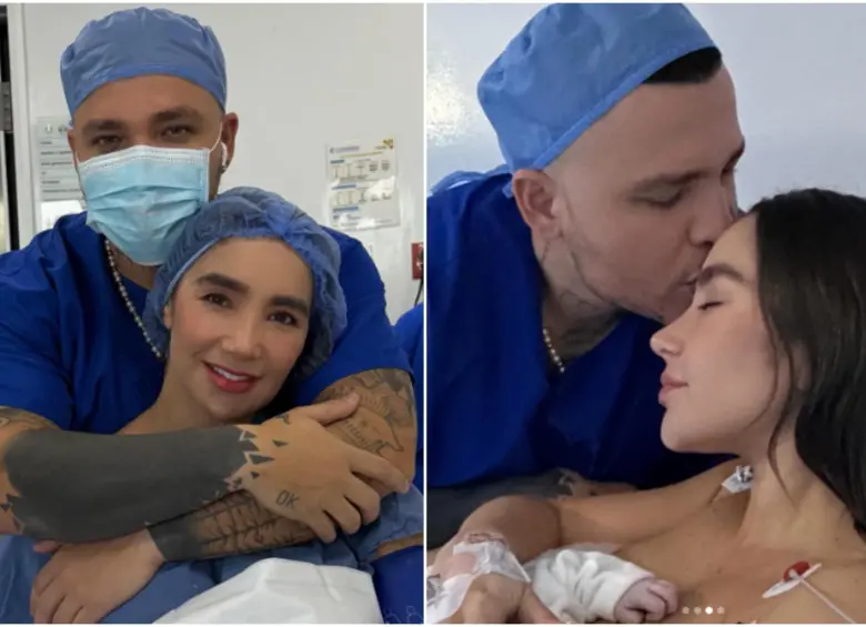 La pareja después de recibir el nacimiento de su hija Emilia. FOTO: Tomada de redes sociales @paolajarapj y @jessiuribe3