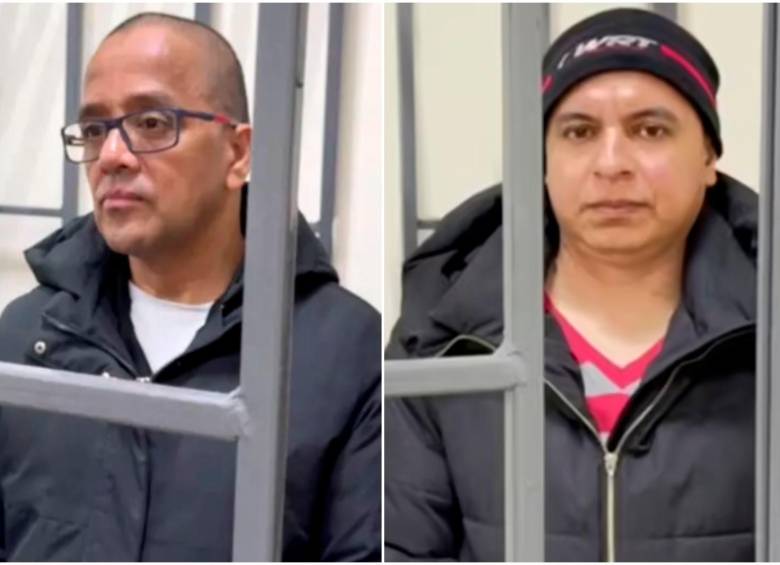 Alexander Ante y José Aron Medina, los dos soldados colombianos condenados en Rusia. FOTOS: AFP