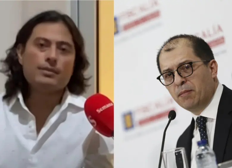 Nicolás Petro, hijo del presidente Gustavo Petro y el exfiscal Francisco Barbosa. FOTOS: captura de video y Colprensa