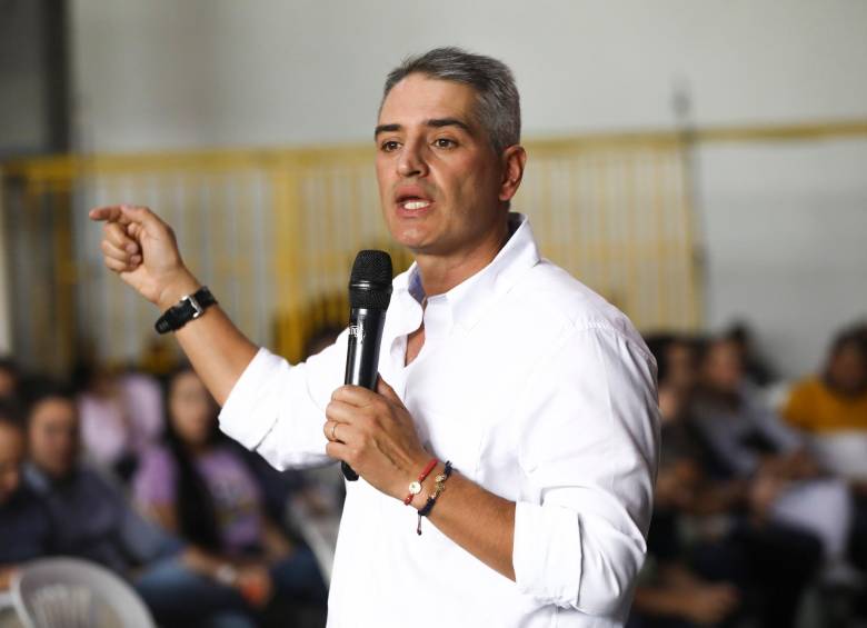 El exalcalde de Rionegro, Andrés Julián Rendón, durante una reunión del Centro Democrático en el colegio Don Bosco, en octubre de 2022. FOTO: ESNEYDER GUTIÉRREZ