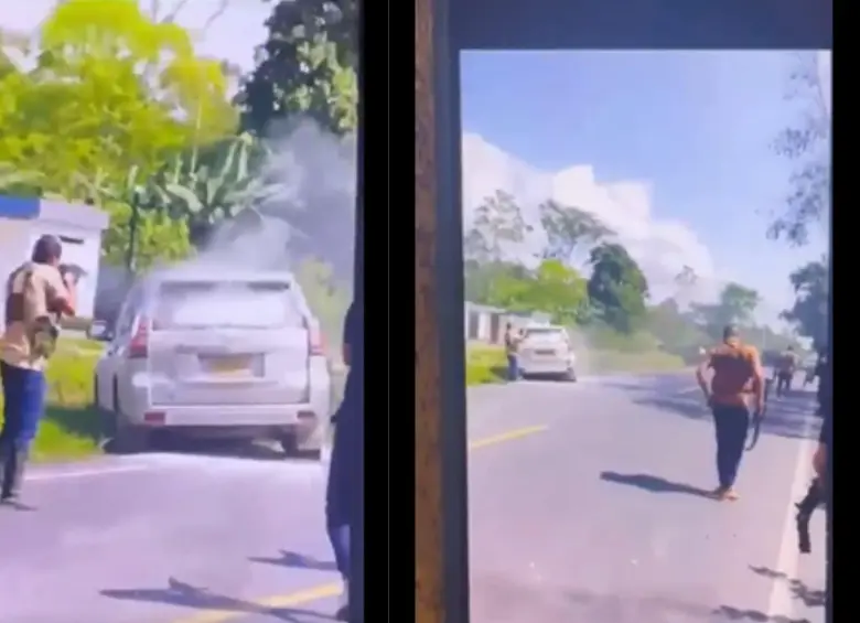 El atentado ocurrió el 5 de febrero, en el trayecto entre los municipios de Fortul y Tame, Arauca. Foto: captura de video.