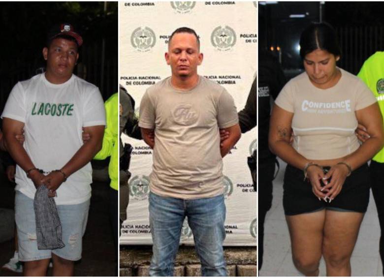 Los detenidos fueron identificados como Deiver Jair Rodríguez Burgos, Wilfrido Rafael Arroyo Fernández y Katherine Paola Quiroz Rodríguez. FOTO: Fiscalía General de la Nación