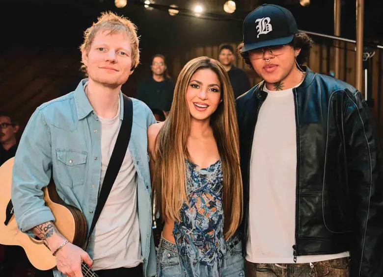Ed Sheeran, Shakira y Beéle interpretan una nueva versión de Hips don’t lie para el especial Spotify Anniversaries de Shakira en esta plataforma. FOTO Cortesía Spotify y Sony Music