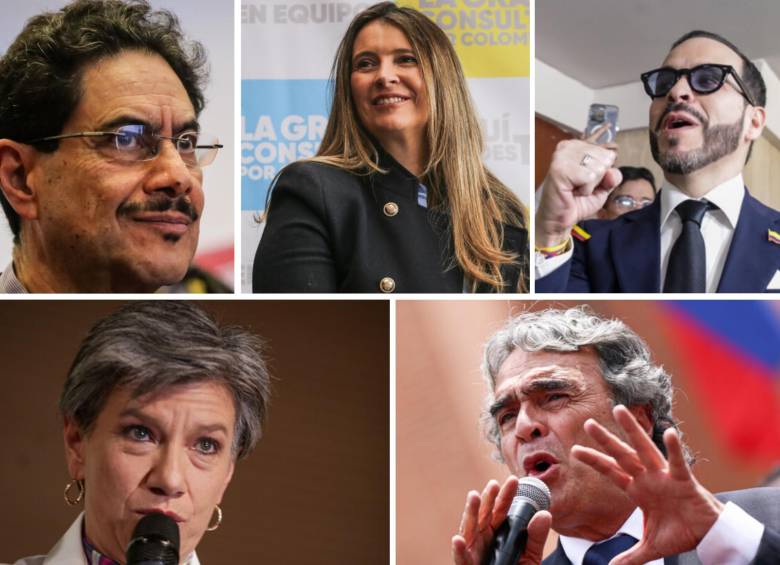 De izquierda a derecha: Iván Cepeda; Paloma Valencia; Abelardo de la Espriella; Claudia López y Sergio Fajardo. FOTO: Colprensa