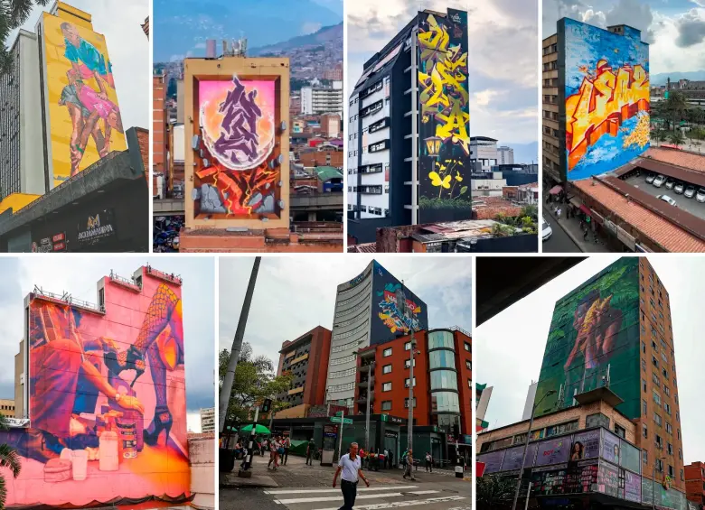 Estos murales los verá en un recorrido por el centro de Medellín. FOTOS Manuel Saldarriaga y Cortesía @cultura.med