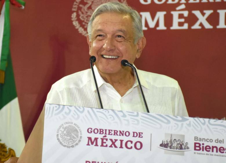 El presidente de México, Andrés Manuel López Obrador, en medio de una conferencia internacional realizada en México. FOTO: PRESIDENCIA DE MÉXICO