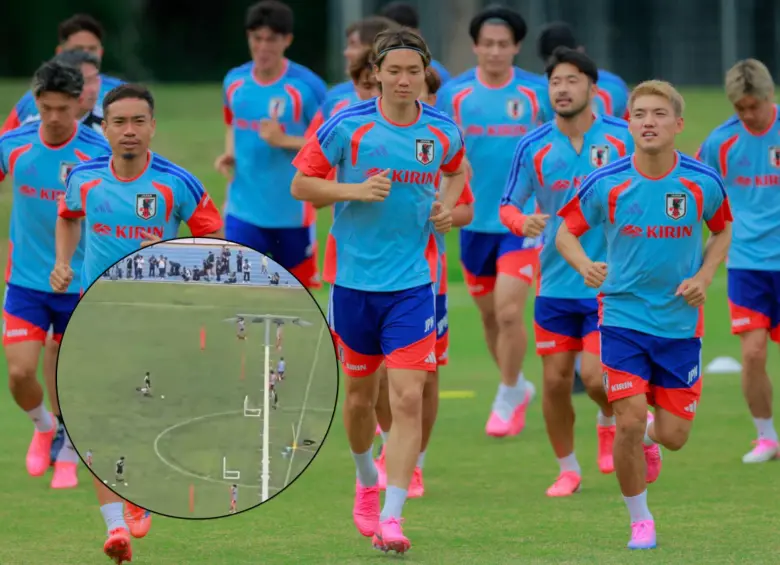 La Selección de Japón ha cambiado varias veces su sitio de entrenamiento en México debido a que se ha encontrado con terrenos en malas condiciones. Fotos: Getty Images y captura de video X. 