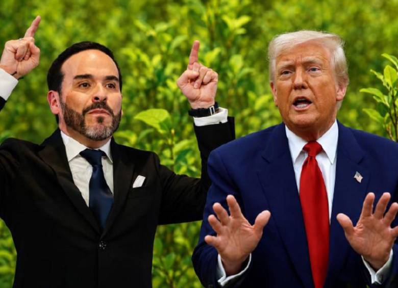 Trump ratificó su confianza en el liderazgo de De la Espriella y aseguró que la ayuda y la cooperación financiera para los intereses conjuntos se mantendrán vigentes. FOTO Presidencia y Getty, Ilustración EL COLOMBIANO