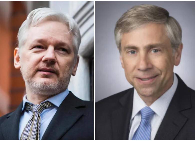 El programador Julian Assange, fundador de Wikileaks, y el abogado Barry J. Pollack. FOTO: AFP y portal de abogados Harris St. Laurent & Wechsler LLP