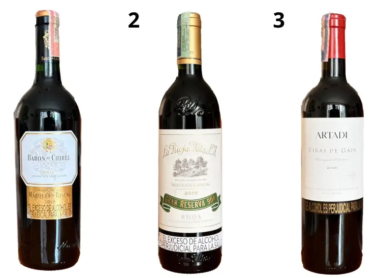 1. Barón de Chirel, 2. Gran Reserva 904 y 3. Viñas de Gaín. FOTOS Cortesía
