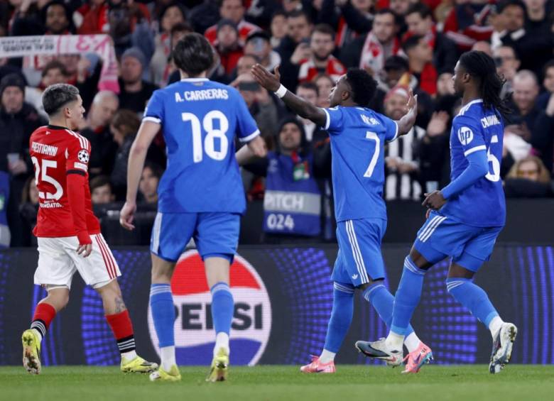 El extremo brasileño del Real Madrid, de 25 años, y varios de sus compañeros se expresaron en contra de los presuntos insultos racistas que este recibió por parte del argentino Gianluca Prestianni. FOTO: AFP 