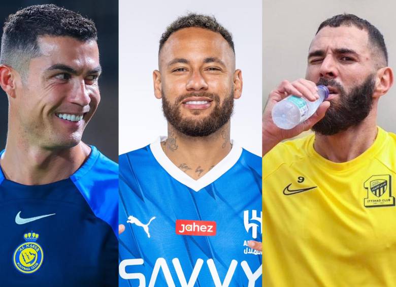 Karim Benzema, Neymar Jr., Sadio Mané y Cristiano Ronaldo, entre otras estrellas del fútbol, juegan en Arabia Saudita. FOTO: Twitter equipos Liga de Arabia 