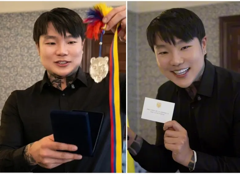 Esa fue la medalla e insignia que recibió Zion. FOTO: Captura de video de redes sociales @zionhwang_