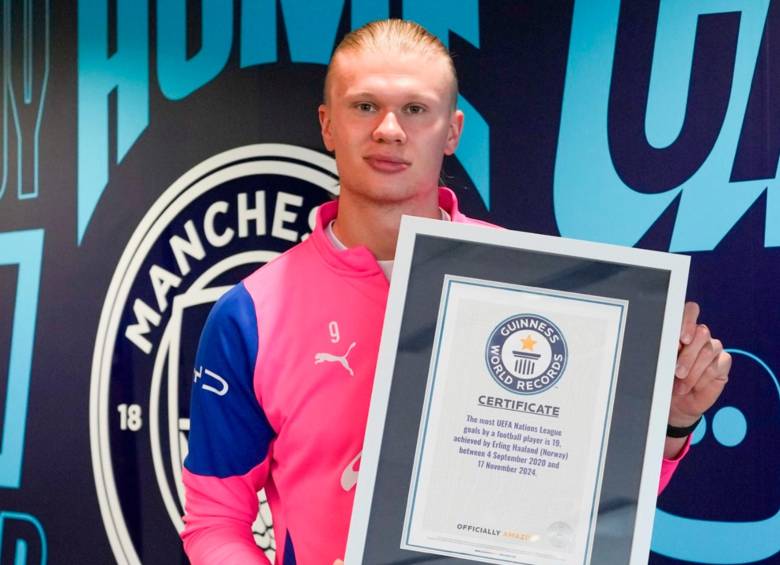 Haaland y su reconocimiento por parte de Récords Guinness. FOTO: X guinnessworldrecords