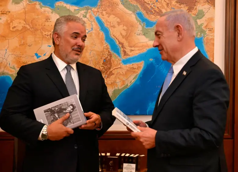 Iván Duque y Benjamin Netanyahu durante su encuentro en Jerusalén. FOTO: Tomada de X @IvanDuque