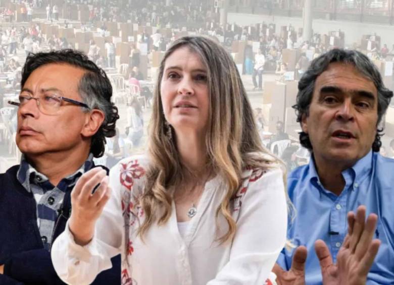 La encuesta muestra un fuerte impulso de Paloma Valencia, quien arrasa en la consulta de centro-derecha con 41,6 %. En contraste, Sergio Fajardo pierde protagonismo al no participar en consultas, mientras Gustavo Petro repunta en aprobación (49,1 %) impulsado por medidas de corte populista como el aumento del salario mínimo. FOTO: EL COLOMBIANO-PRESIDENCIA-CORTESÍA