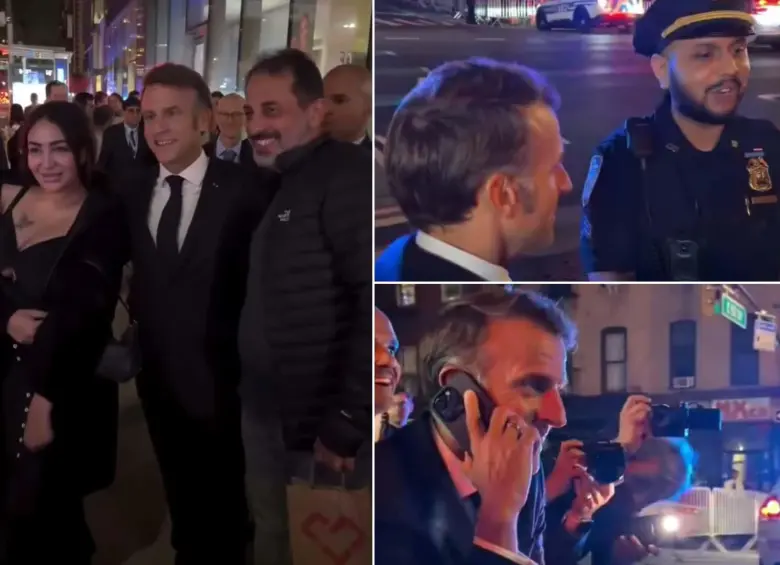 Así fue el bloqueo que vivió Macron en las calles de Nueva York tras el paso de la caravana de Donald Trump. FOTOS Captura de pantalla de Brut.