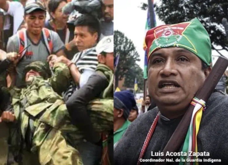 El Sargento Segundo Rodrigo García Amaya fue sacado a la fuerza por indígena durante un hostigamiento en el año 2012 en Toribio, Cauca. Foto: capturas de video.
