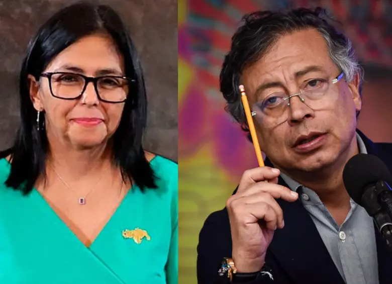 Delcy Rodríguez dio detalles sobre los temas que se tratarán en la reunión que tendrá con Gustavo Petro. Fotos: Getty Images y Colprensa