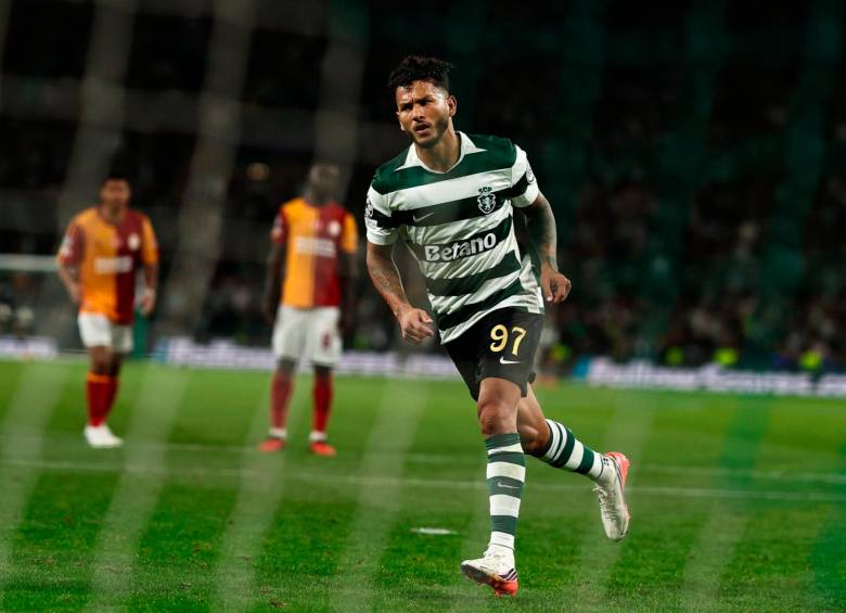 El delantero colombiano Luis Javier Suárez, de 28 años, es uno de los goleadores de la Liga de Portugal de esta temporada. Foto: tomada del x de @SportingCP