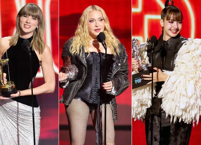 Taylor Swift, Madonna, BTS, Bad Bunny y otras figuras de la música estuvieron entre los artistas reconocidos durante los MTV VMAs 2026. FOTO: Stewart Cook/CBS (2); Kevin Winter/Getty images.