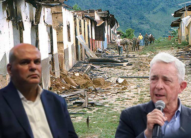 Exjefe paramilitar Salvatore Mancuso y el expresidente Álvaro Uribe. Foto: Colprensa