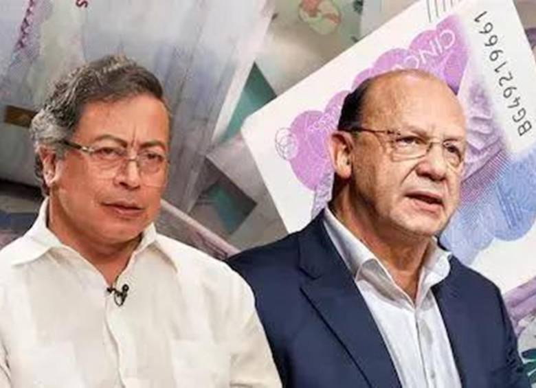 El presidente Gustavo Petro (izq.) y su ministro de Hacienda, Germán Ávila, buscan recaudar $26,3 billones con la reforma tributaria. FOTO generada con IA