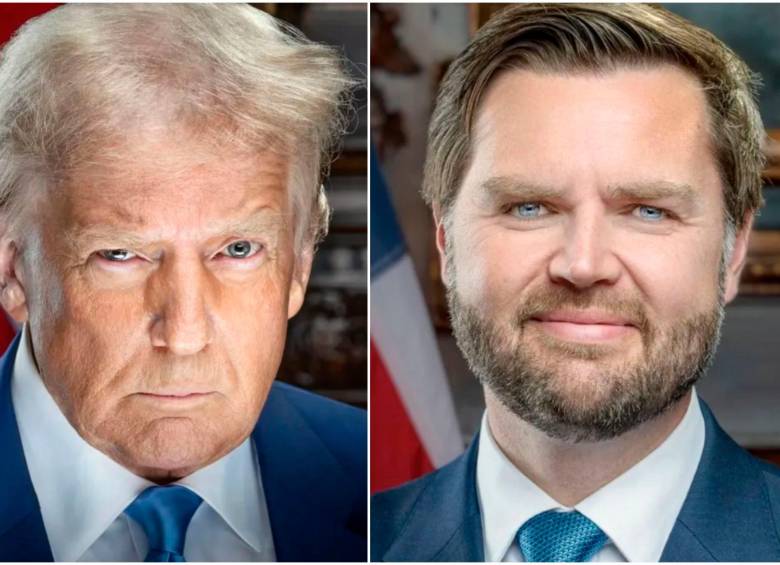 Los retratos oficiales del presidente y vicepresidente electos de Estados Unidos, Donald Trump y J. D. Vance. FOTO: Prensa Donald Trump