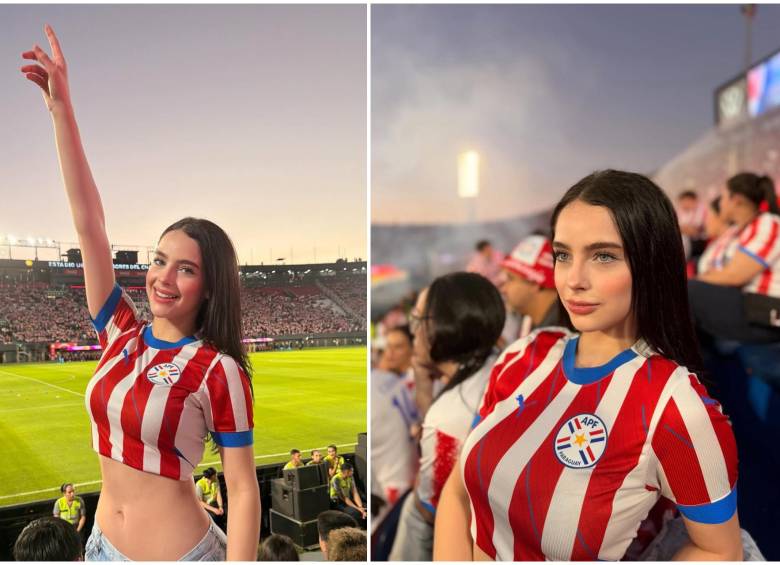 La joven paraguaya de 25 años, oriunda de Luque, pasó de ser una espectadora más en las tribunas de la Copa del Mundo a convertirse en el fenómeno viral más buscado de internet. FOTO: Tomada de las redes sociales @naiel.aguilera