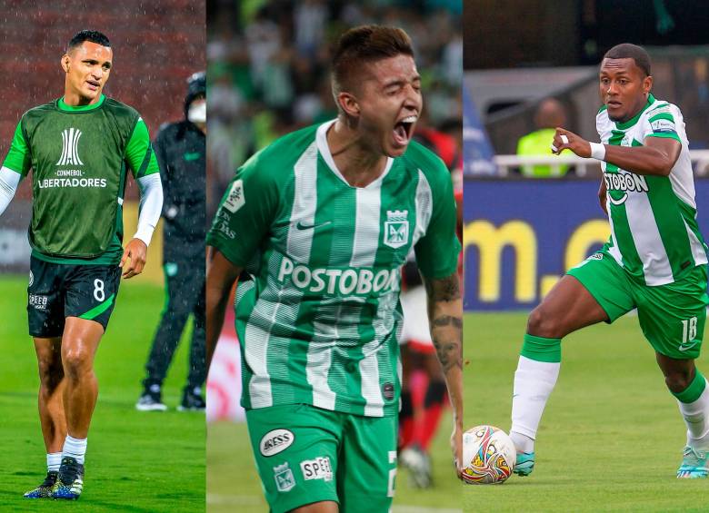 Brayan Rovira, Juan Pablo Ramírez y Yéiler Góez son tres de los jugadores que retornan a Nacional en 2024 en busca de definir su futuro futbolístico. FOTO JUAN ANTONIO SÁNCHEZ, MANUEL SALDARRIAGA Y ENEYDER GUTIÉRREZ