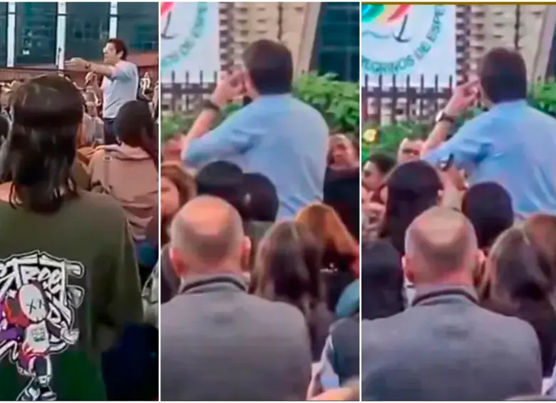 Momento en el que el menor de edad dispara contra el senador y precandidato presidencial Miguel Uribe Turbay en el barrio Modelia, de Bogotá. FOTO: Capturas de video