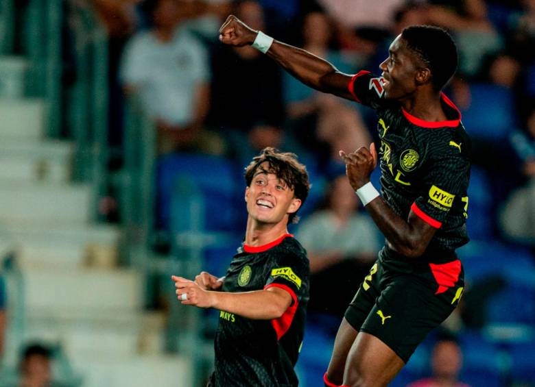 Yáser Asprilla festejando su quinto gol de la temporada. FOTO: X GironaFC