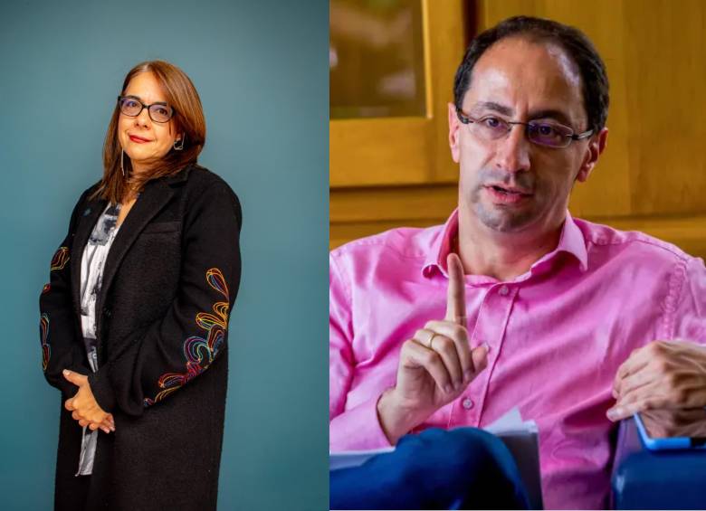 A la izquierda, Nathalia Vélez, a la derecha, José Manuel Restrepo, fórmula vicepresidencial de Abelardo De la Espriella. FOTO: