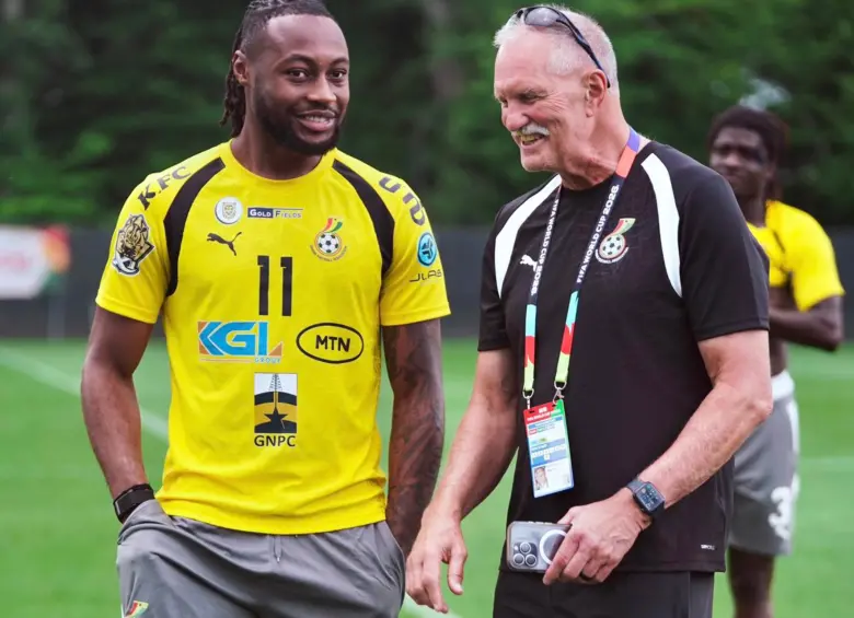 Antoine Semenyo (11) en un entrenamiento con Ghana antes de enfrentar a Colombia. FOTO: Tomada de redes sociales @GhanaBlackstars