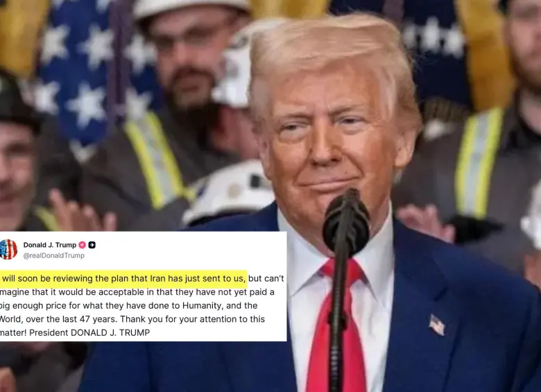 El presidente de Estados Unidos, Donald Trump, respondió con escepticismo a la propuesta de paz presentada por Irán. Foto: red social truth / archivo colprensa