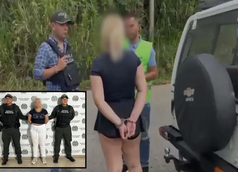 La detención de la mujer fue realizada por miembros del grupo GAULA Antioquia en una de las vías del municipio. FOTO: Cortesía